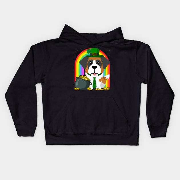 Saint Pierre Rainbow Irish Clover St Patrick Day Dog Gift design Kids Hoodie by theodoros20